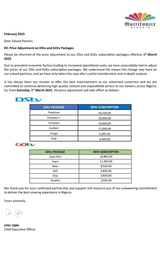 Multichoice Nigeria price hike