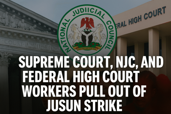 Judiciary Shake-Up: Supreme Court, NJC, and FHC Workers Exit JUSUN Strike Supreme Court, NJC, and Federal High Court Workers Pull Out of JUSUN Strike